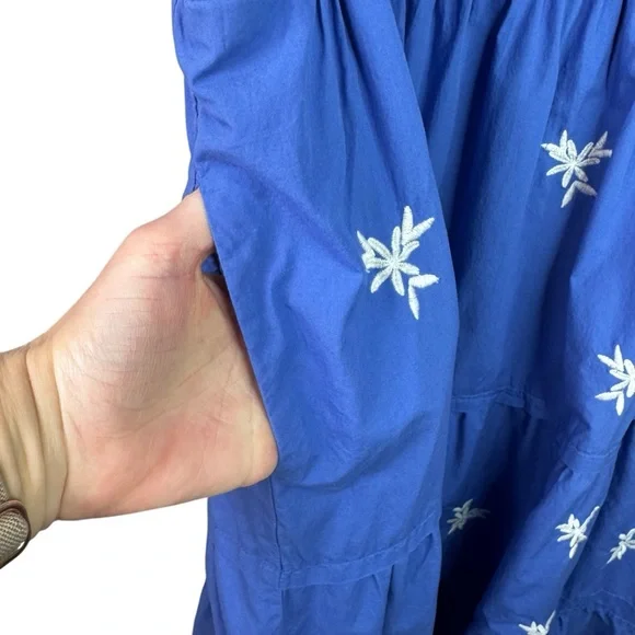 Anthropologie Somerset Embroidered Maxi Tiered Dress Blue White 1X Eyelet - Picture 10 of 15